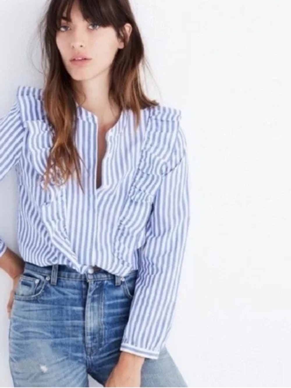 Madewell Striped Whitney Ruffle Blouse - Picture 2 of 8